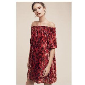 Anthropologie Barrott Velvet Off-The-Shoulder Dress - NWT - 6
